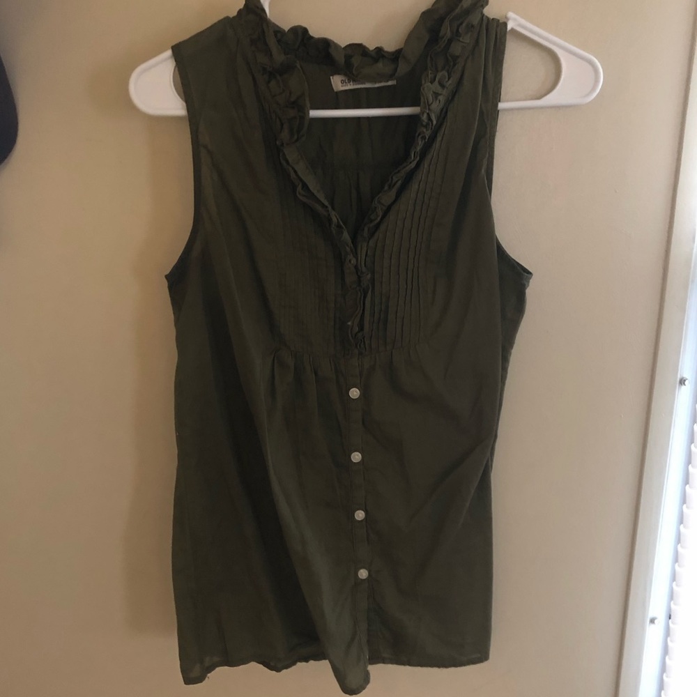 Olive green sleeveless blouse